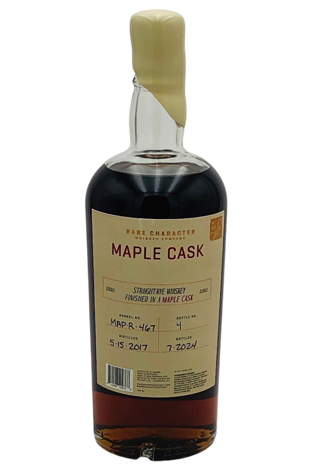 Rare Character #MAP-R-467 Maple Cask Finished Cask Strength Straight Rye Whiskey