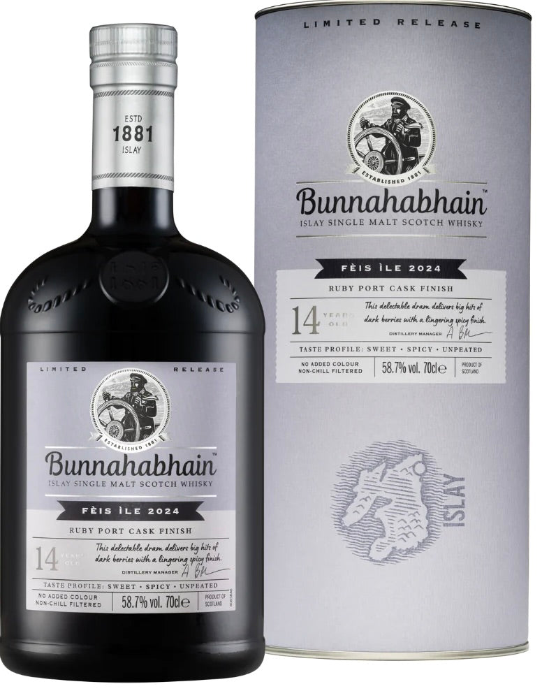 Bunnahabhain Fèis Ìle 2024 14 Year Old Ruby Port Cask Matured Single Malt Scotch Whisky Limited Release