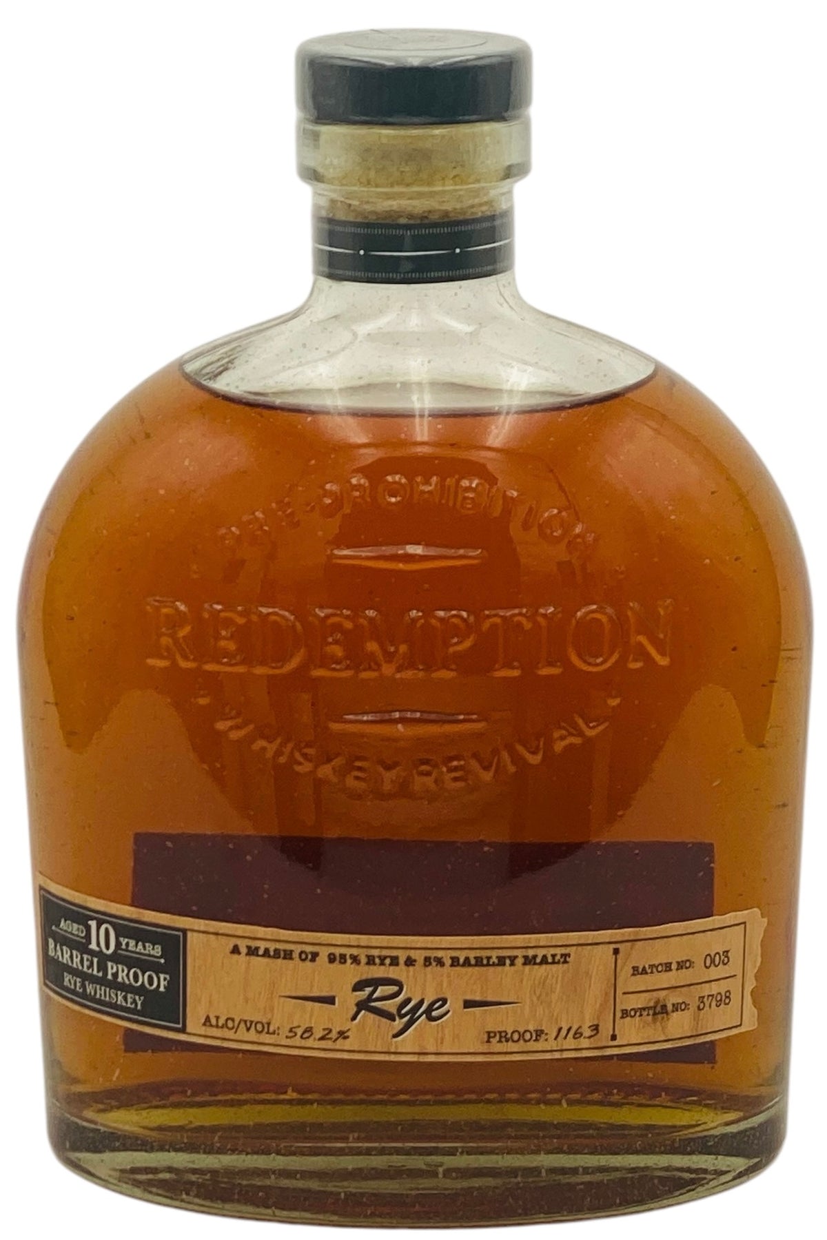 Redemption 10 Year Old Barrel Proof Straight Rye Whiskey