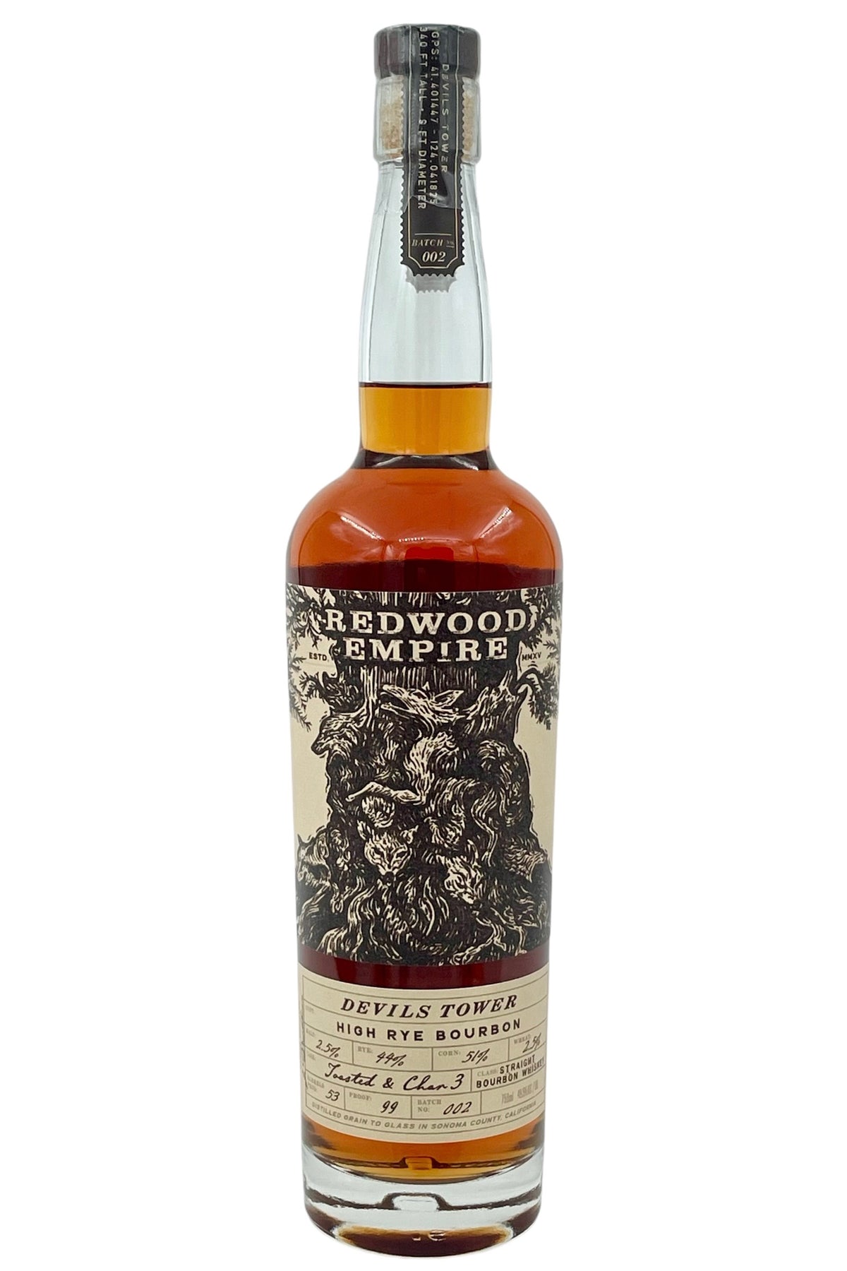 Redwood Empire Devil&#39;s Tower High Rye Bourbon Whiskey