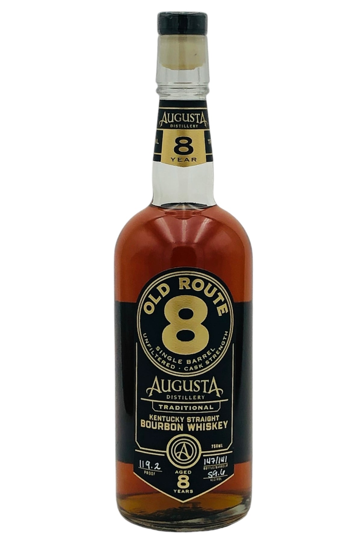 Augusta Distillery &quot;Old Route 8&quot; 8 Year Old Cask Strength Single Barrel Bourbon Whiskey