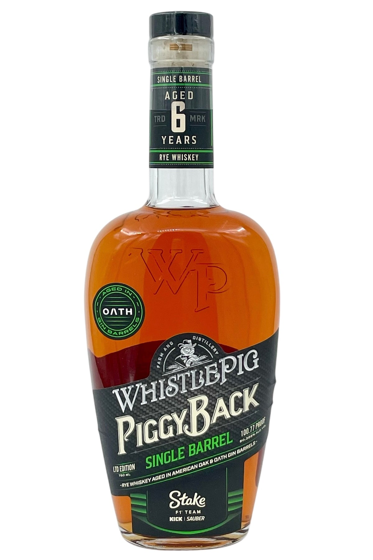 WhistlePig Piggyback 2024 Single Barrel Rye Whiskey KICK Sauber F1 Team Stake