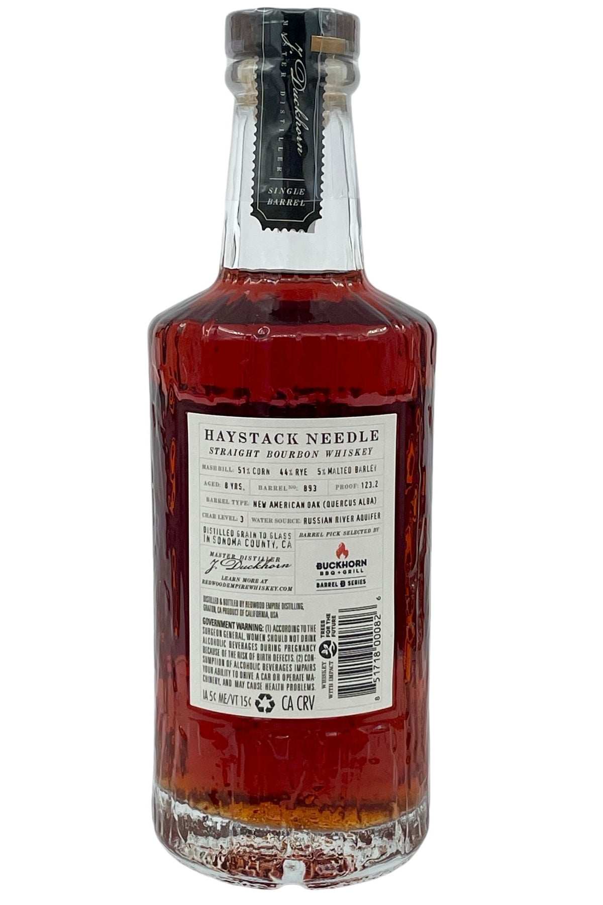 Redwood Empire Haystack Needle Single Barrel #893 8 Year Old Bourbon Whiskey