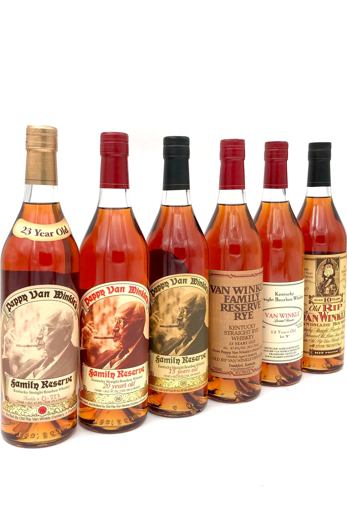 Van Winkle Bourbon &amp; Rye Whiskey Complete Set of Six Bottles