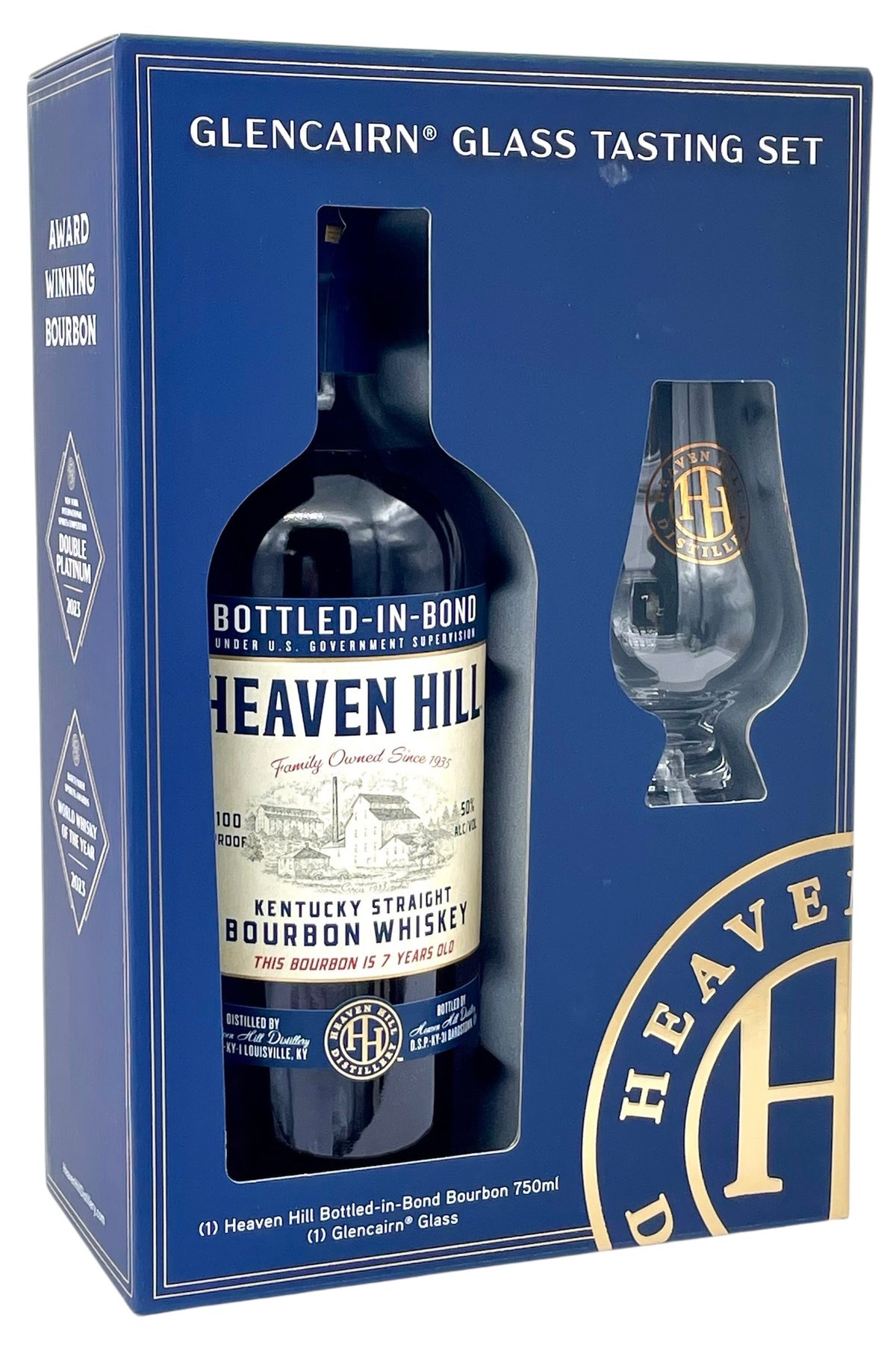 Heaven Hill 7 Year Old Bourbon Whiskey Bottled-in-Bond Gift Pack with Glencairn