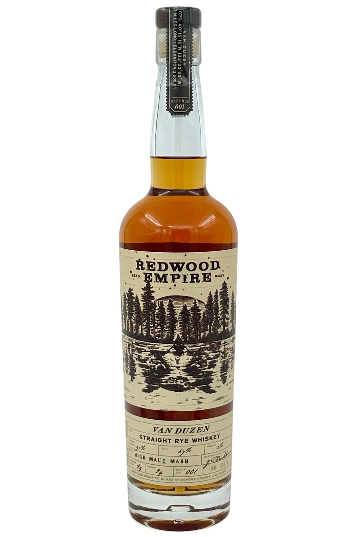 Redwood Empire Van Duzen Straight Rye Whiskey