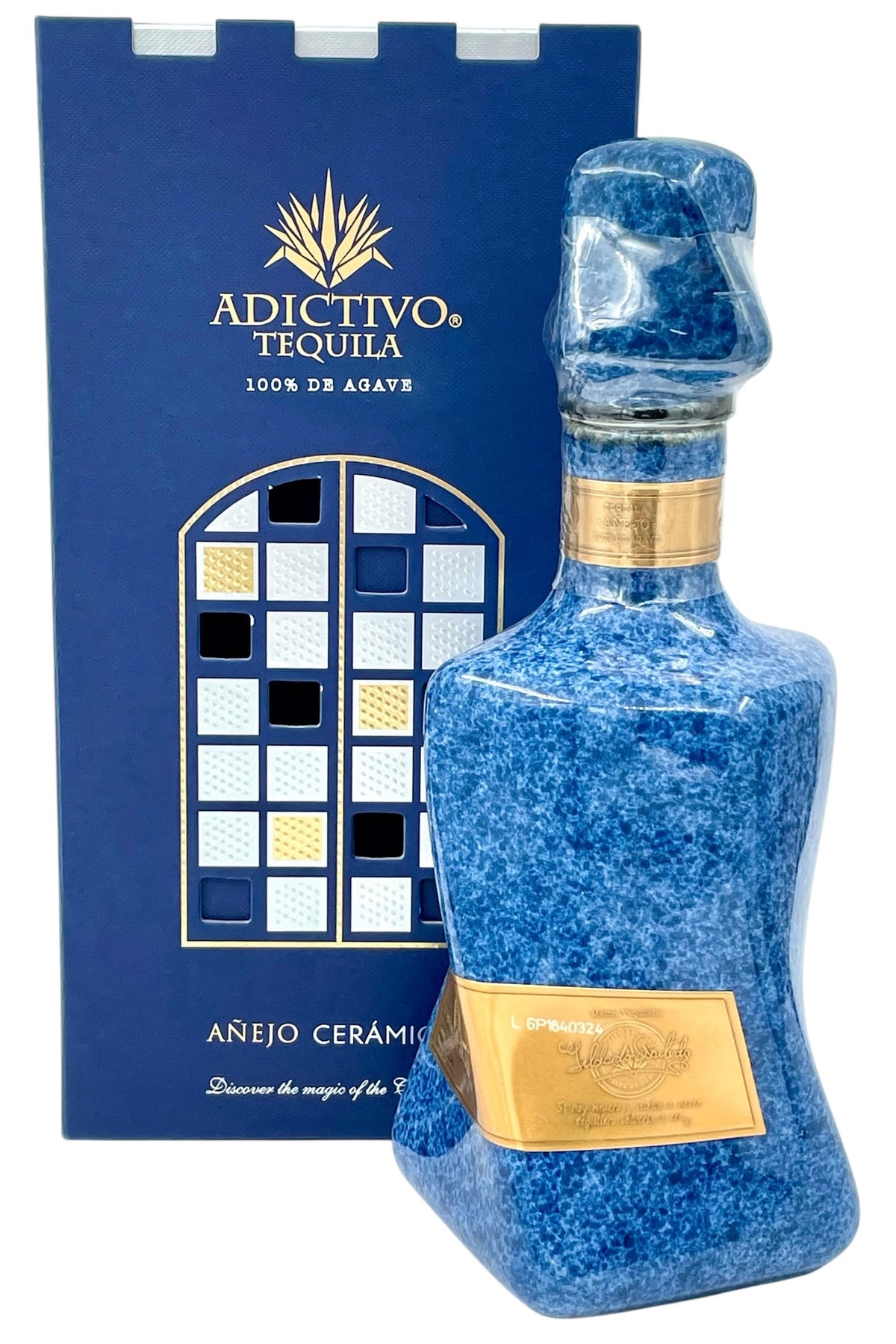 Adictivo Anejo Tequila Blue Ceramic