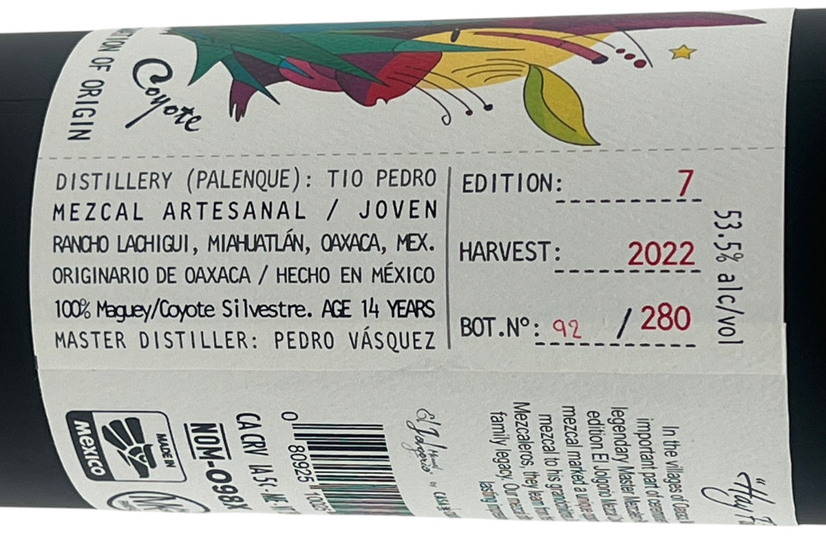 Mezcal El Jolgorio Coyote Mezcal &quot;Black Bottle&quot; 7th Edition